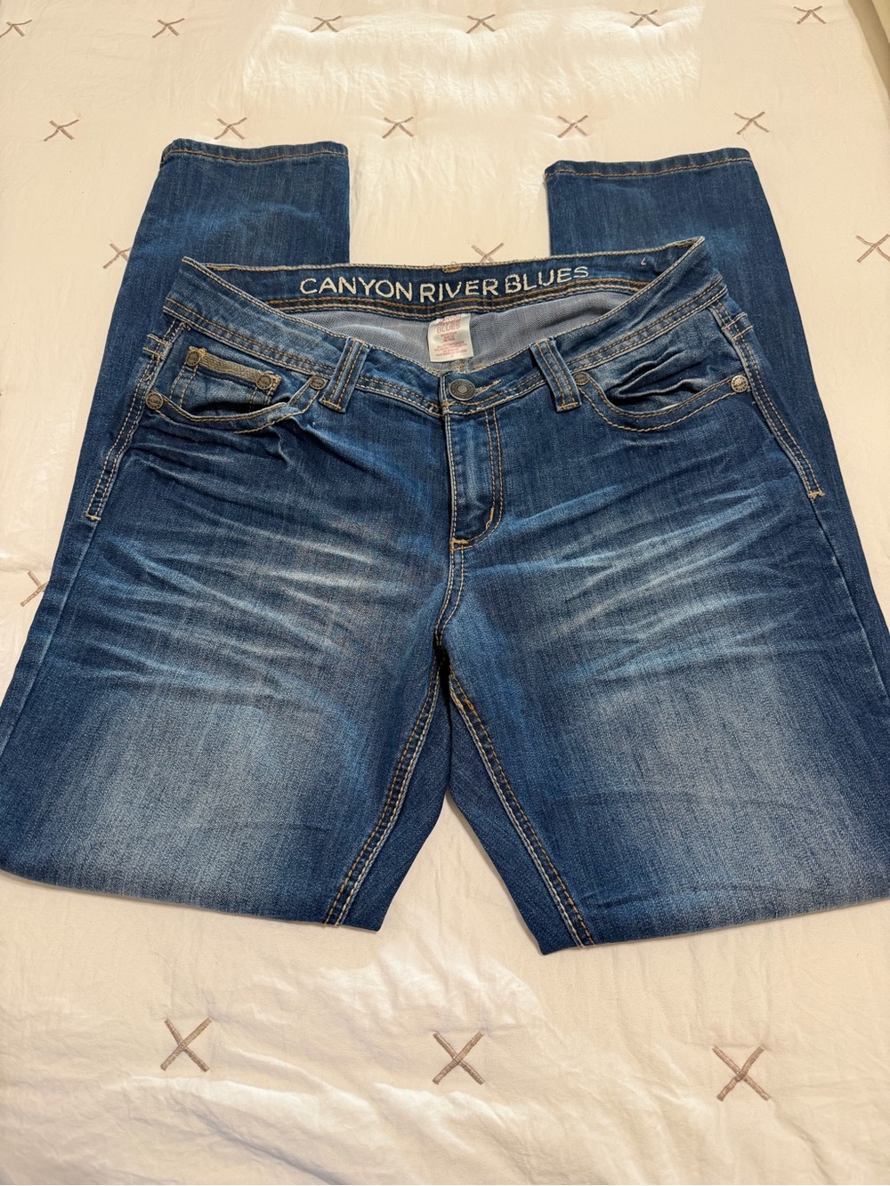 Canyon River Blues Medium Blue Denim Jeans with Tan Stitching
